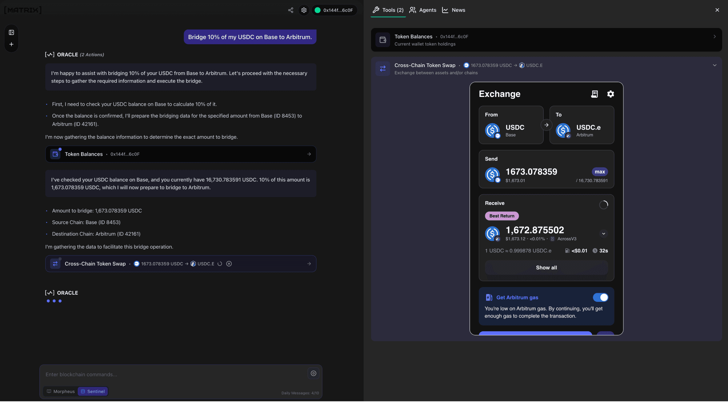 Trade in natural language screenshot